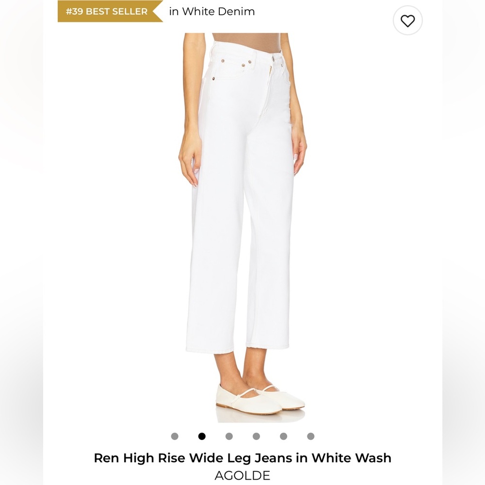 Agolde Ren High Rise Wide Leg Jeans in White Wash